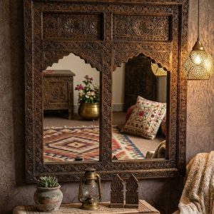 Swati Double Arch Diyar Wood Mirror