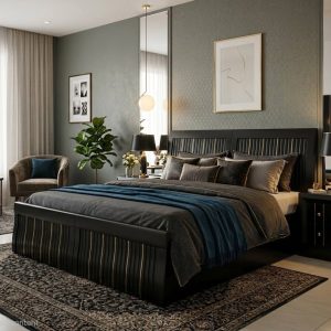 Pair of Twin Beds With Side Tables