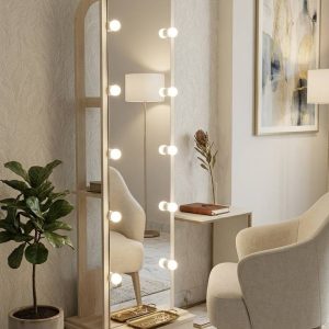 Multifunctional Full-Length Hollywood Mirror Rack